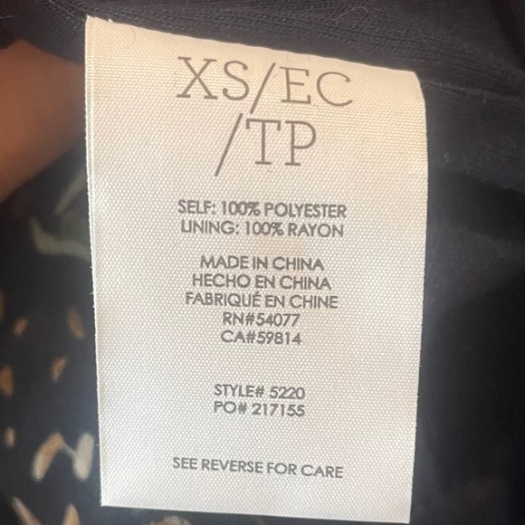 CAbi Floral Cold Shoulder Navy and Pink Top - Picture 5 of 5